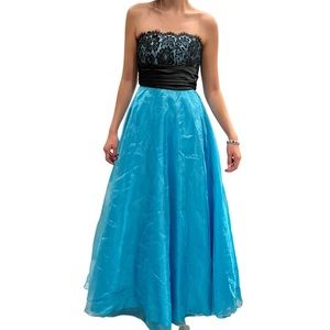 90s VINTAGE blue maxi prom dress SIZE 3